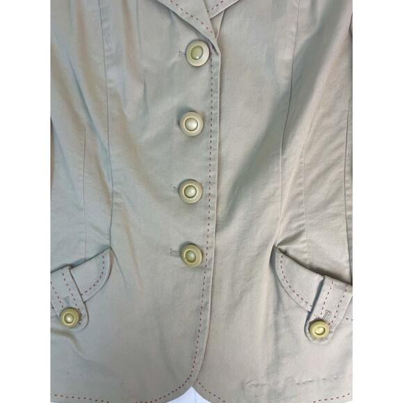 Anthropologie Tape Measure Topstitch Blazer Jacket Khaki Wide Cuff Tailored 12 - Picture 16 of 16